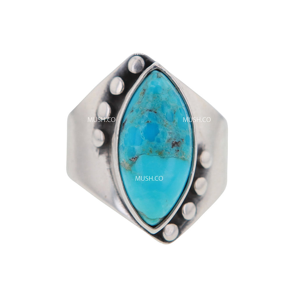 Beautiful Easter Blue Turquoise Sterling Silver Ring in Size 11 Hollywood