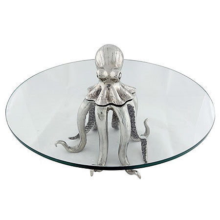Small Octopus Dessert Stand in Sterling Silver Pewter Hollywood