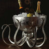 Luxury Octopus Punch Bowl Ice Tub in Sterling Silver Pewter & Stainless Steel