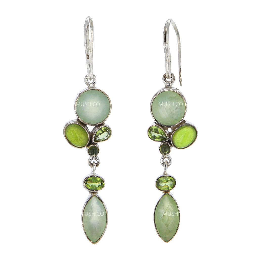 Peridot & Green Chalcedony Earrings in Sterling Silver Hollywood