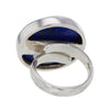Round Lapis Lazuli Adjustable Sterling Silver Ring