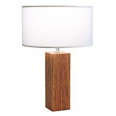 MORGAN Contemporary Table Lamp in Brushed Nickel and Zebra Wood Veneer Base