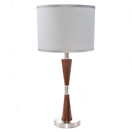 SOPHIE Modern Hourglass Shape Table Lamp with Brushed Aluminum and Walnut Base Hollywood