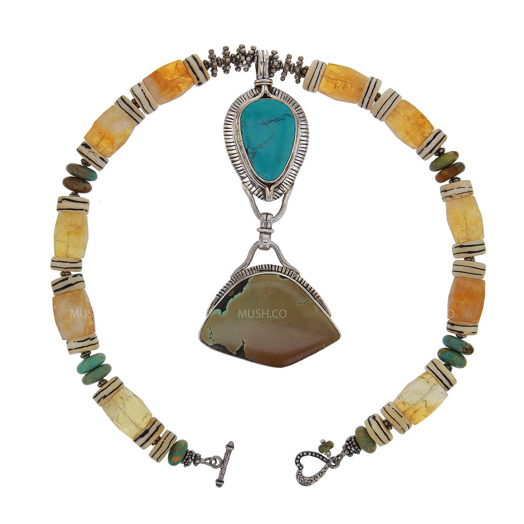 Citrine and Turquoise Runway Necklace Hollywood