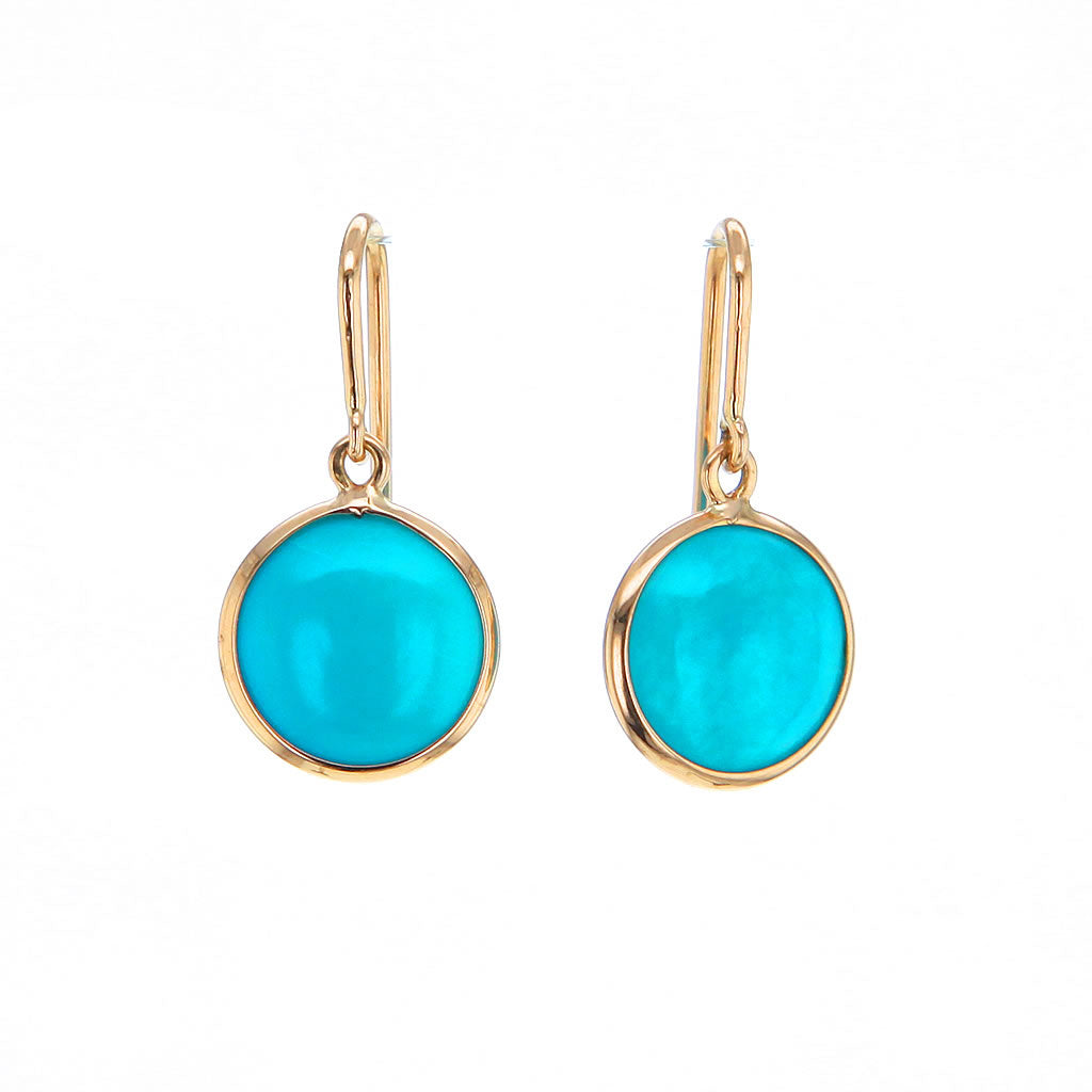 Sleeping Beauty Turquoise Earrings in 18K Solid Gold Hollywood