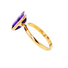 18K Solid Gold Ring with Baguette Cut Amethyst Size 7