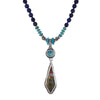 Ancient Fossil Artifact with Turquoise & Lapis Lazuli Beaded Necklace
