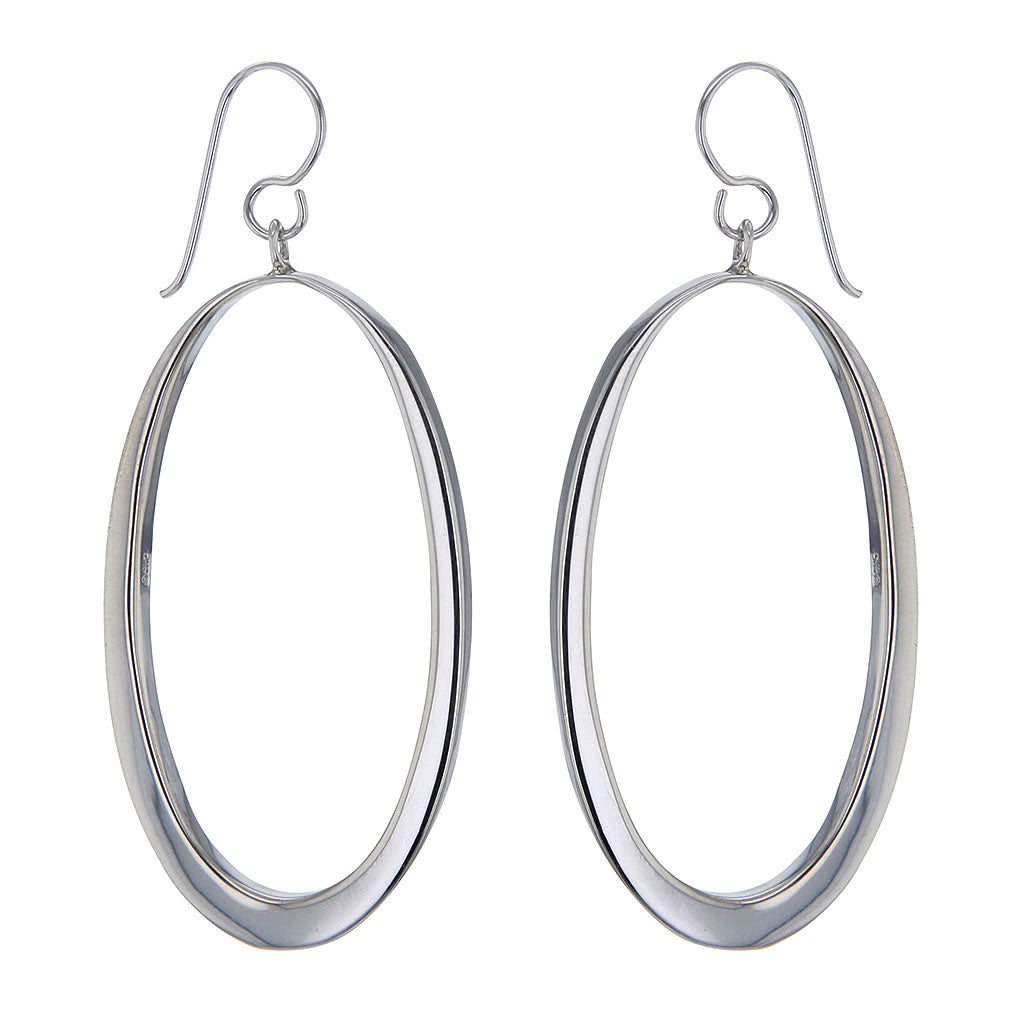 Bauhaus Elipse Sterling Silver Hoop Earrings