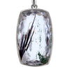 Black Tourmaline Rutilated Quartz Large Faceted Crystal Pendant on Sterling Silver Chain