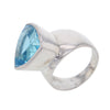 Trilliant Cut AAA Blue Topaz Sterling Silver Ring Size 11
