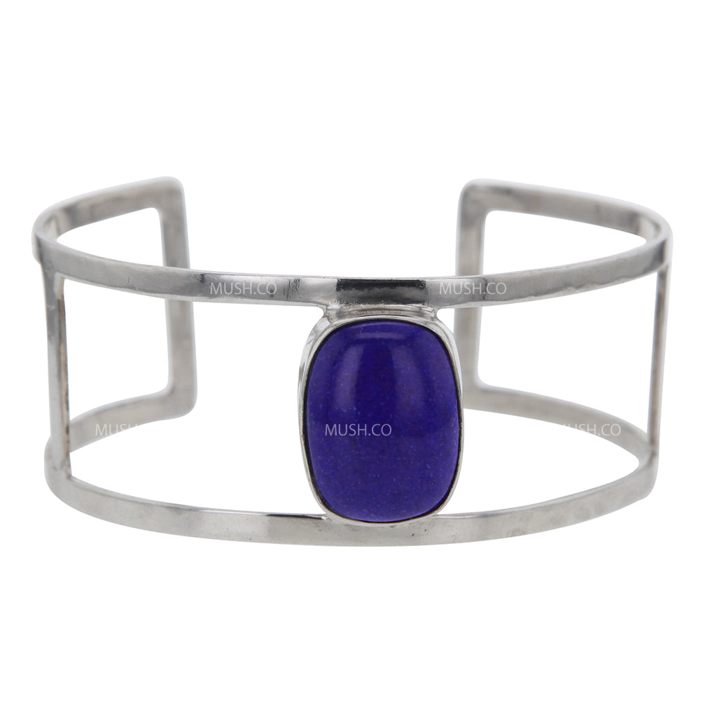 Cabochon Lapis Lazuli Sterling Silver Cuff Bracelet Hollywood