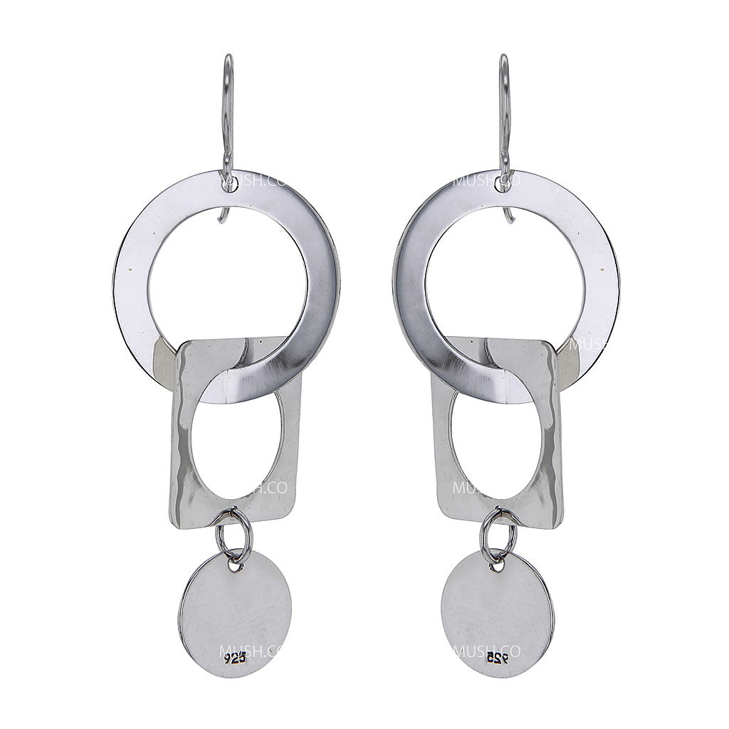 Circles & Squares Sterling Silver Earrings Hollywood