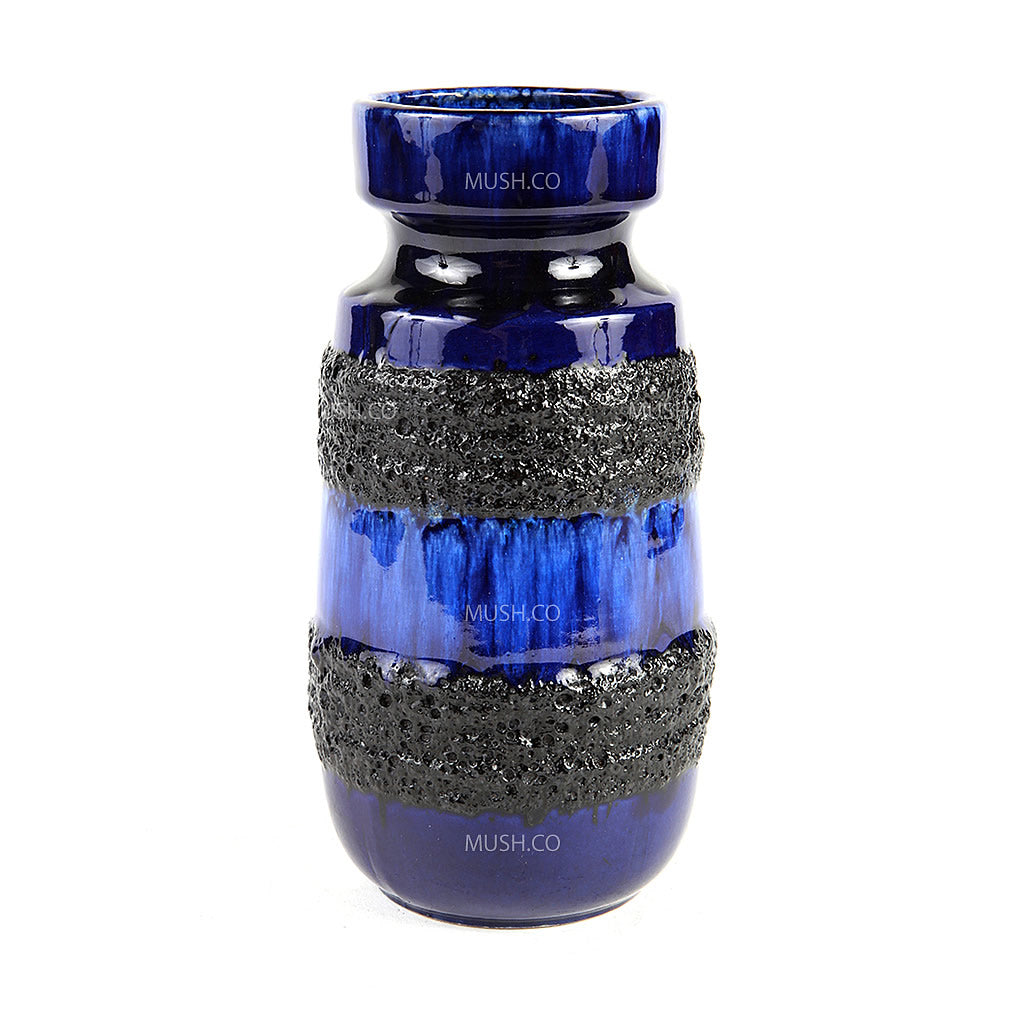 Cobalt Blue and Black Lava Glaze Vase Made in West Germany by Scheurich v2 Hollywood