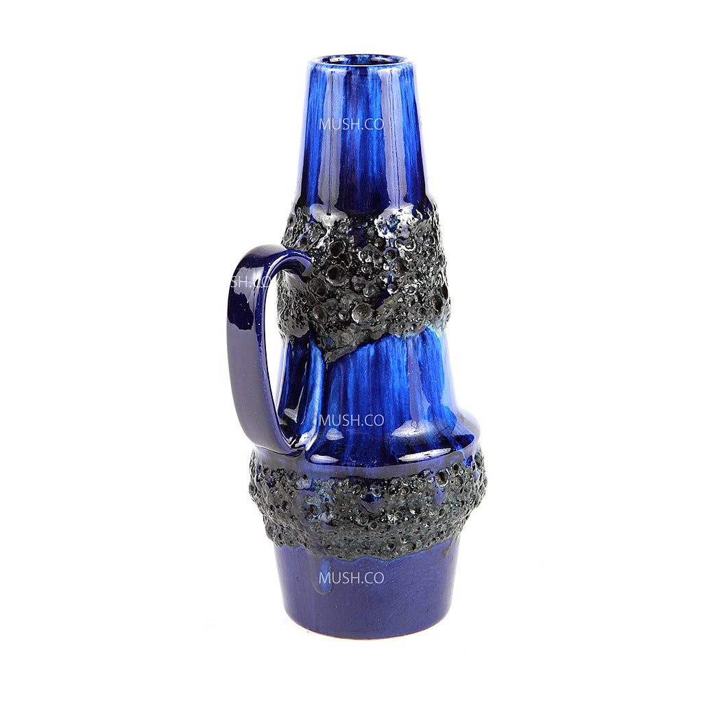 Cobalt Blue and Black Lava Glaze Vase Made in West Germany by Scheurich v3 Hollywood