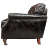 DeMille Luxurious Vintaged Leather Armchair with Exposed Antiqued Tacks