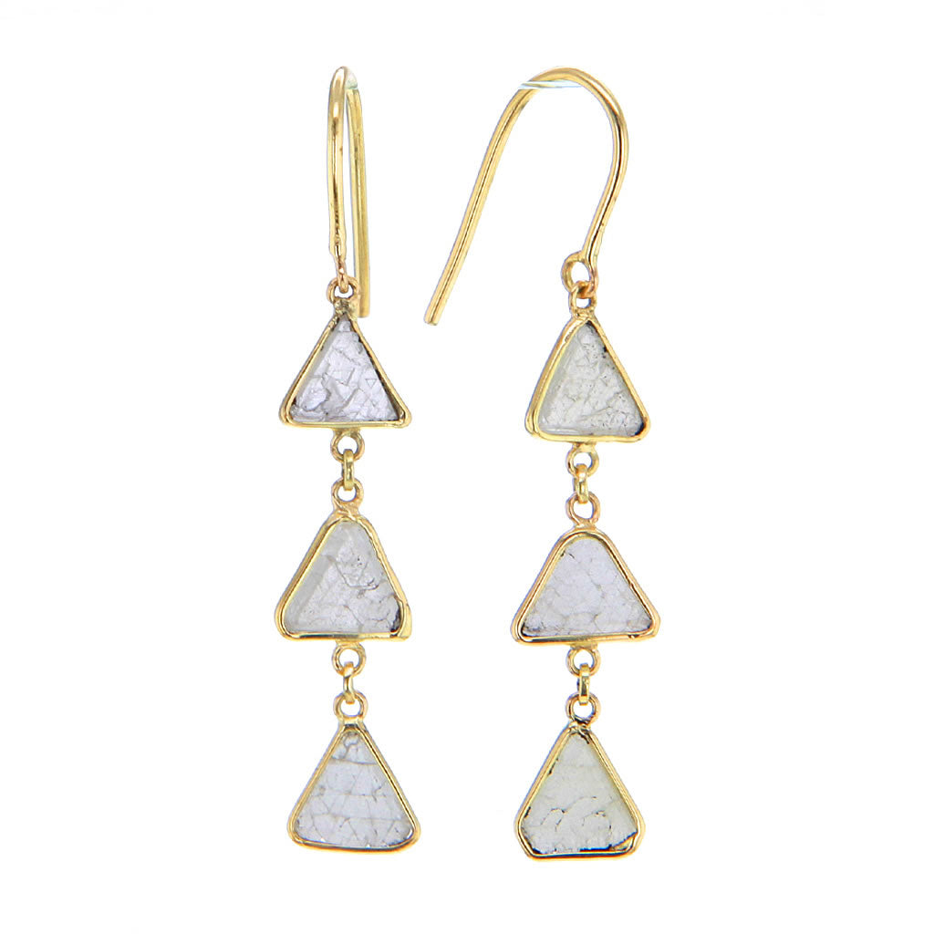 Diamond Slice Stack Earrings in 14K Solid Gold Hollywood