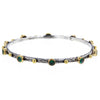 Hammered Sterling Silver Gold Plate and Green Emerald Bangle by Bora