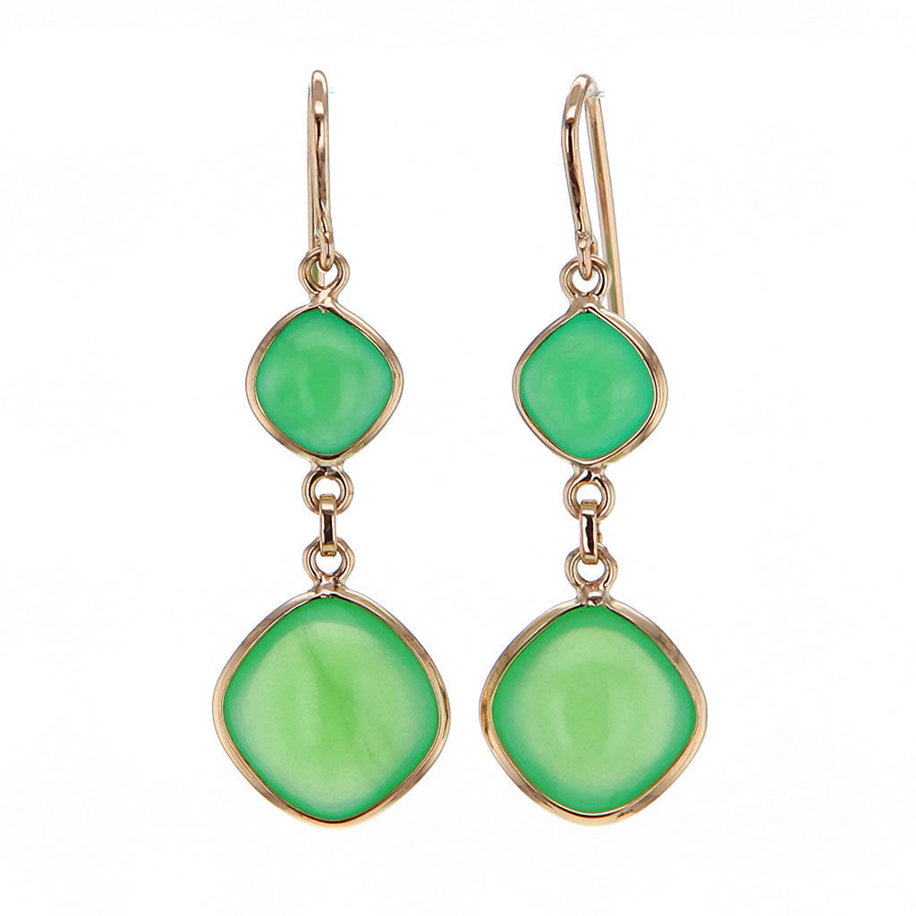 Aqua Chalcedony Earrings in 18K Solid Gold Hollywood