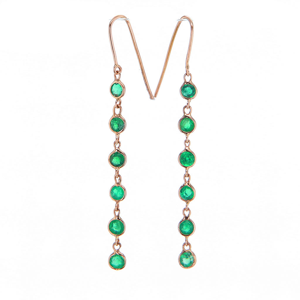 Emerald Stack 18K Solid Gold Dangle Earrings Hollywood