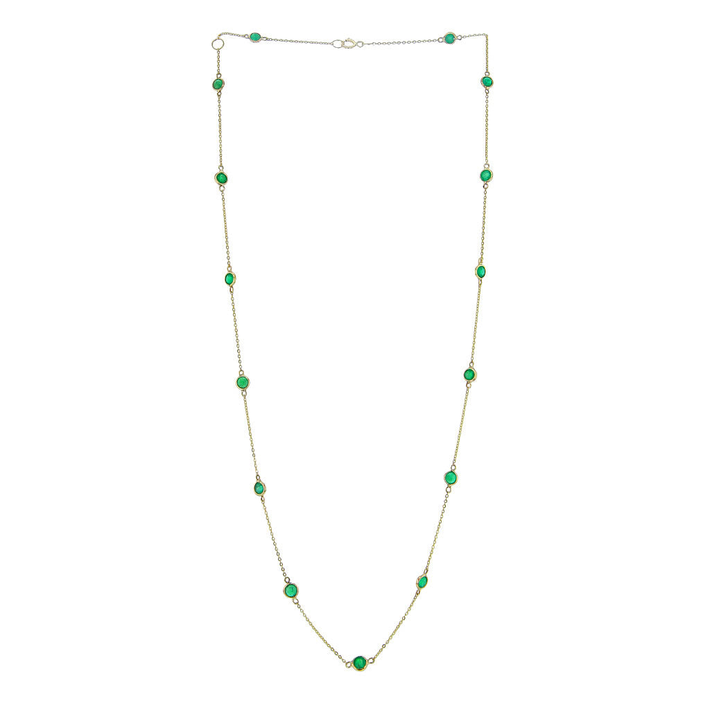 Natural Emerald on 14kt Solid Gold Necklace Hollywood