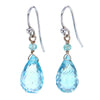Faceted Blue Topaz Crystal Chandelier Cut Earrings