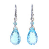 Faceted Blue Topaz Crystal Chandelier Cut Earrings