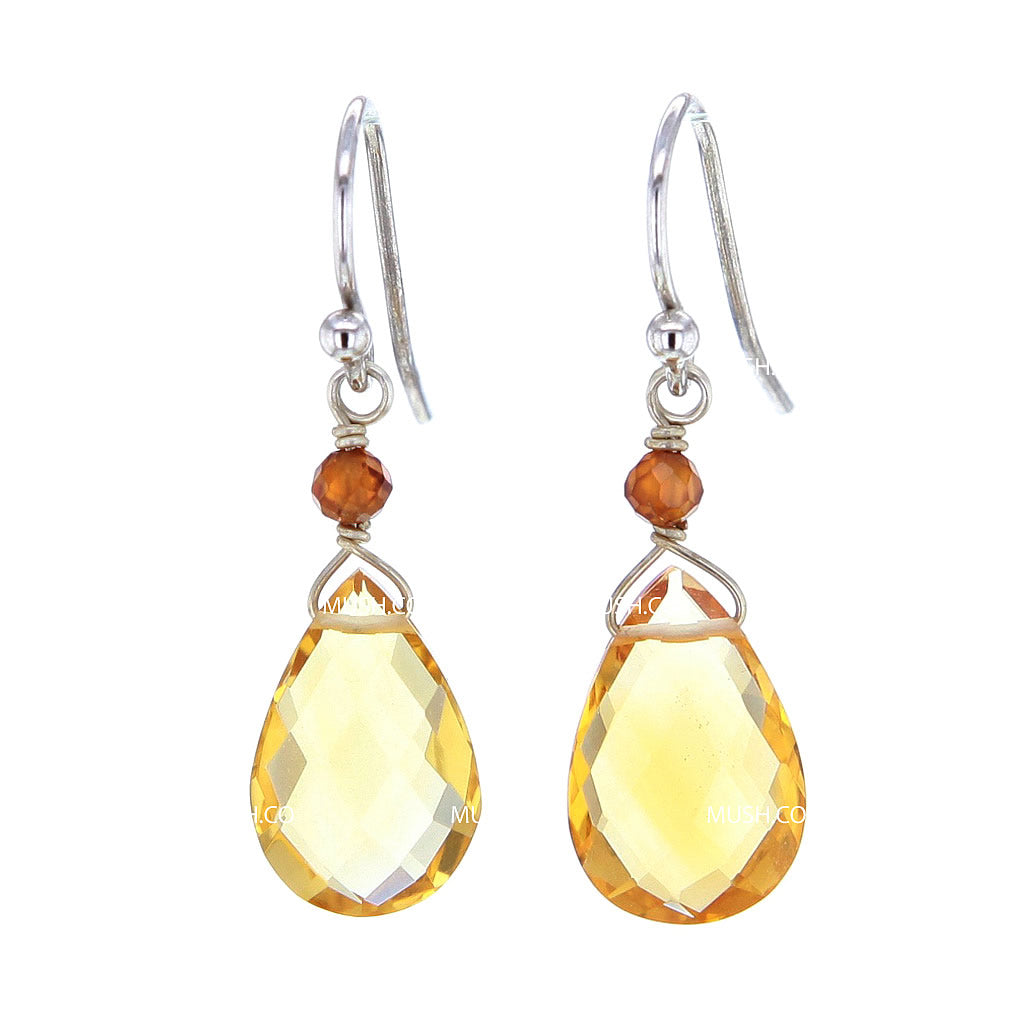 faceted-citrine-carnelian-crystal-teardrop-earrings