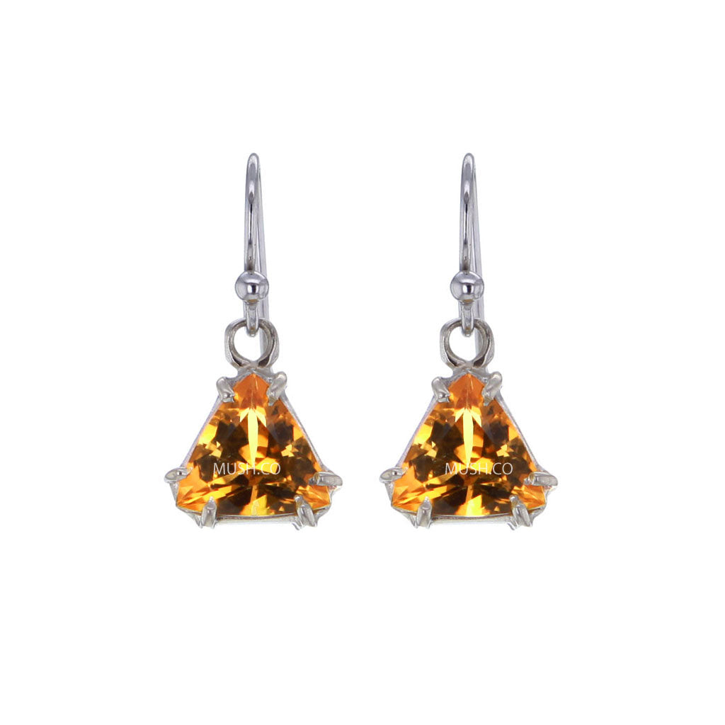 Triangle Cut Faceted Citrine Earrings Hollywood