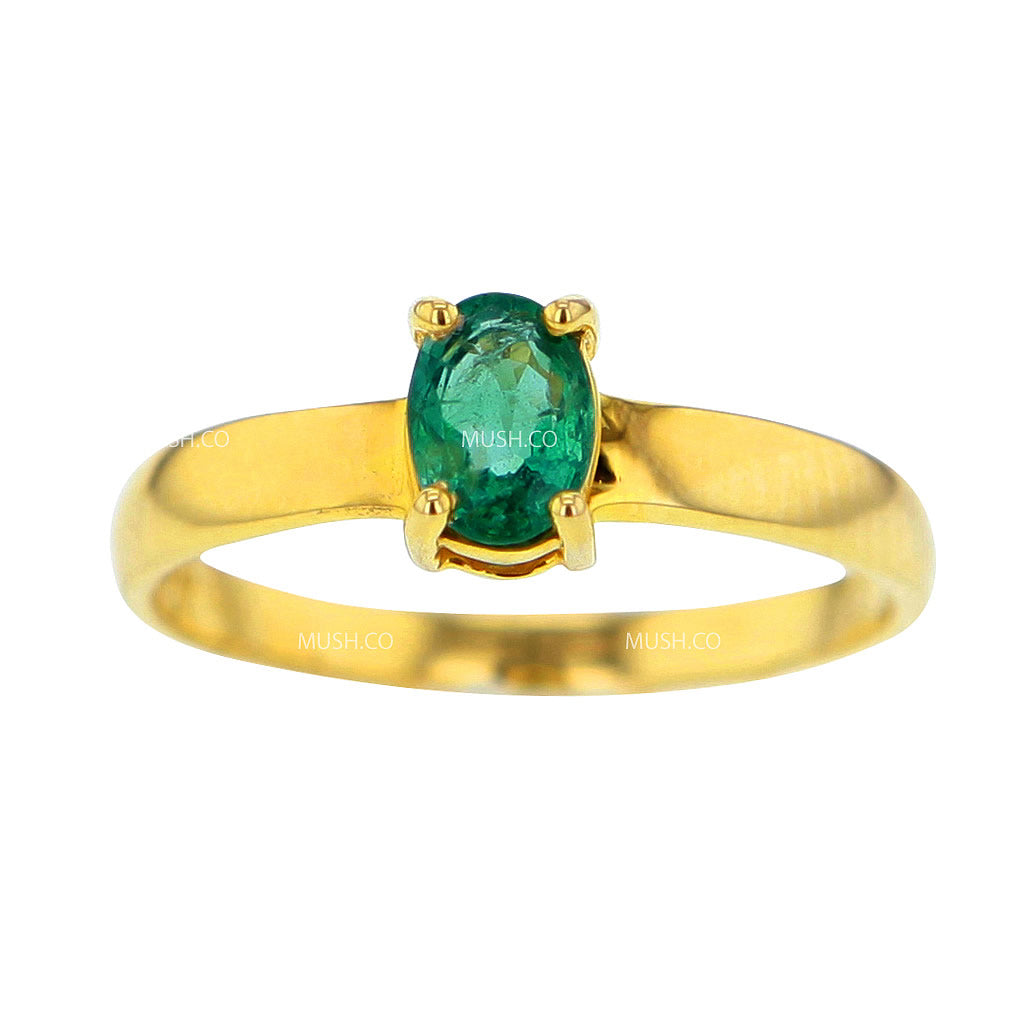 Erin Brilliant Faceted Oval Emerald Ring in Solid 14K Gold Size 8 Hollywood