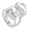 Duality Organic Faceted Herkimer Diamonds Sterling Silver Ring Size 5.5