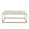 Fiona 42" Marble & Brass Finished Iron Mid Century Modern Coffee Table