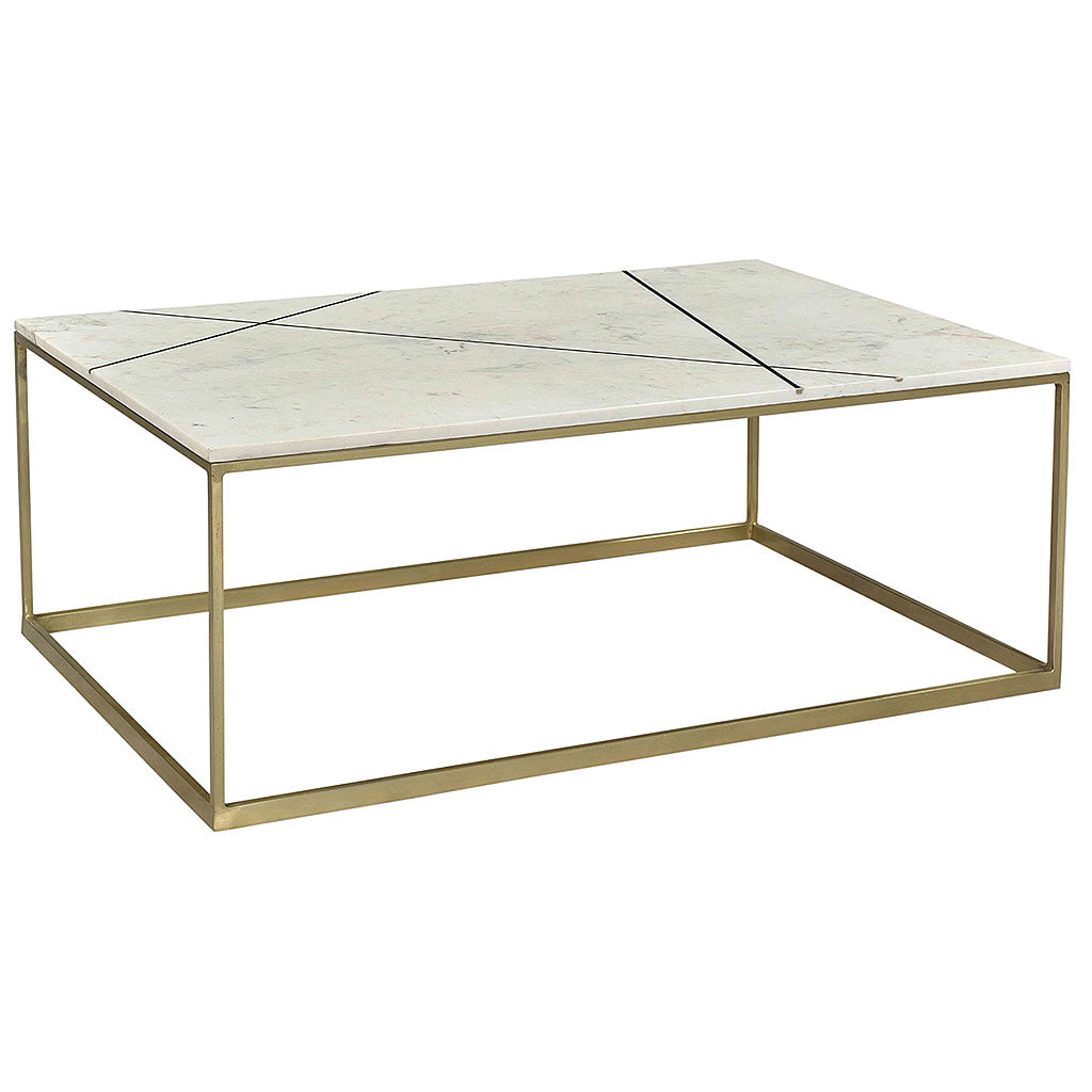 Fiona 42" Marble & Brass Finished Iron Mid Century Modern Coffee Table Hollywood