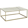 Fiona 42" Marble & Brass Finished Iron Mid Century Modern Coffee Table
