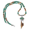 Ancient Harpoon Artifact Fossil Necklace with Green Turquoise
