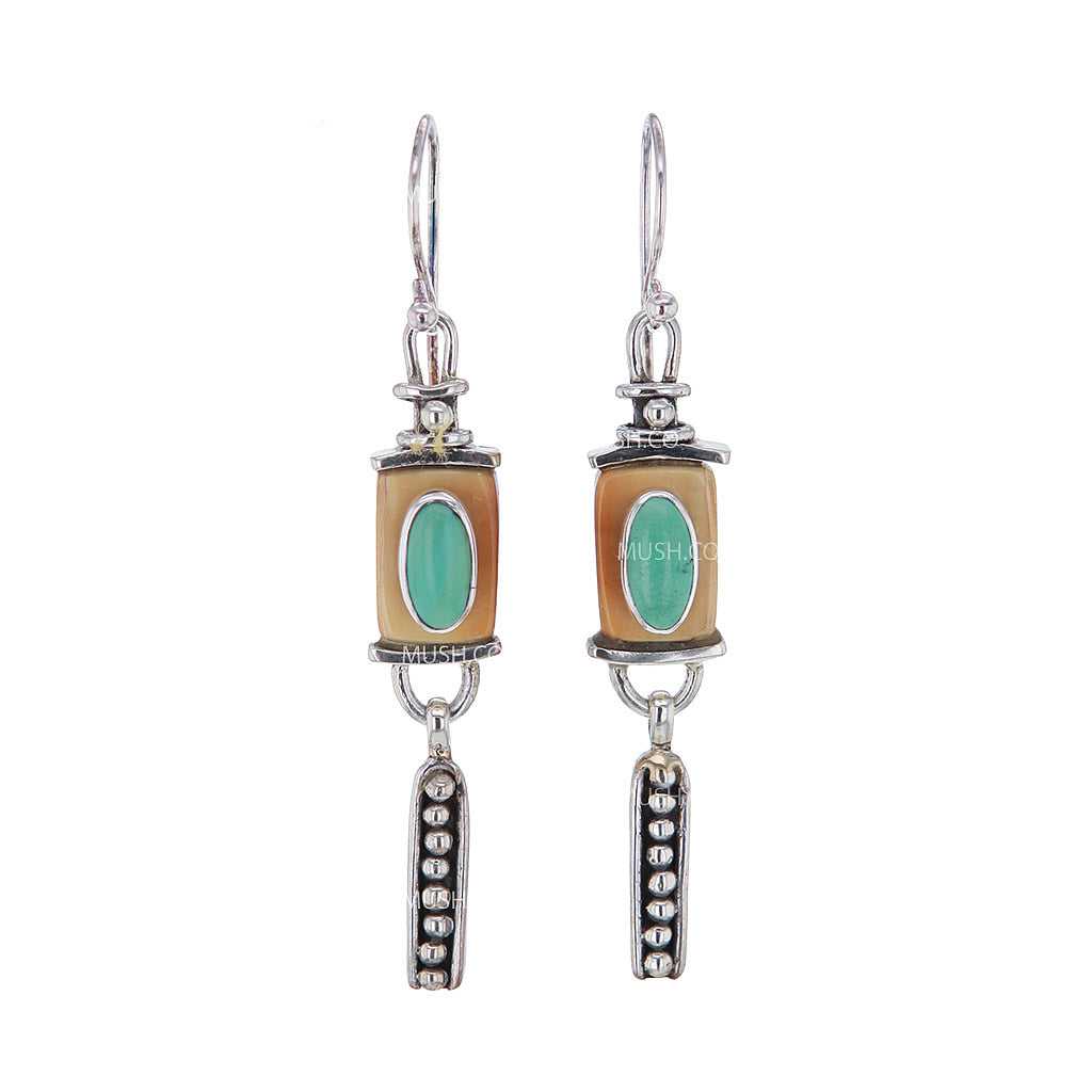 green-anchor-turquoise-and-ancient-fossil-artifact-earrings