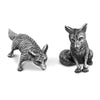 Foxes Salt and Pepper Shakers in Sterling Silver Pewter