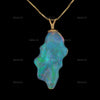 Stunning Freeform Natural Brazilan Opal Pendant Necklace on 14K Yellow Gold Chain