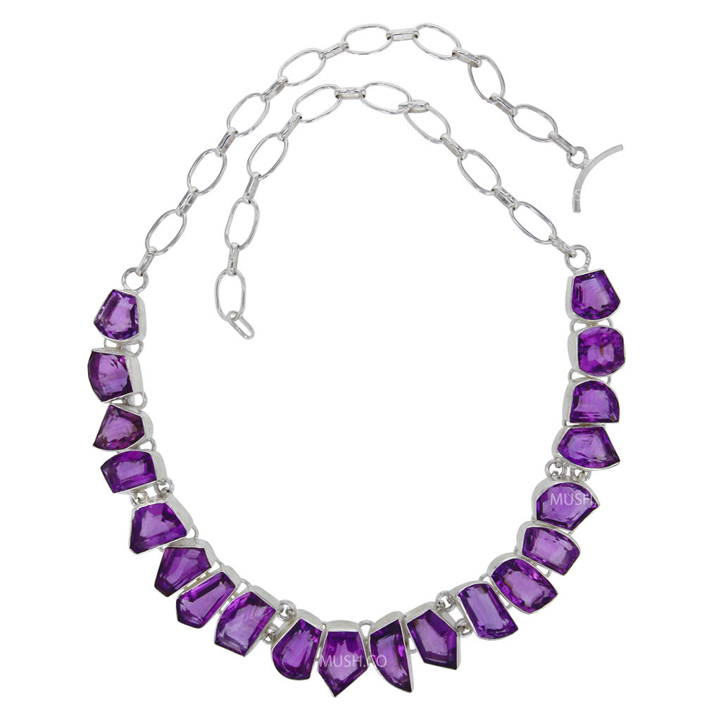 Amethyst Choker Necklace in Sterling Silver Hollywood