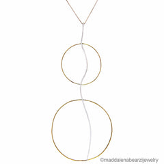 Onda Doppia Italian Designer Necklace in Hammered Silver & Brass