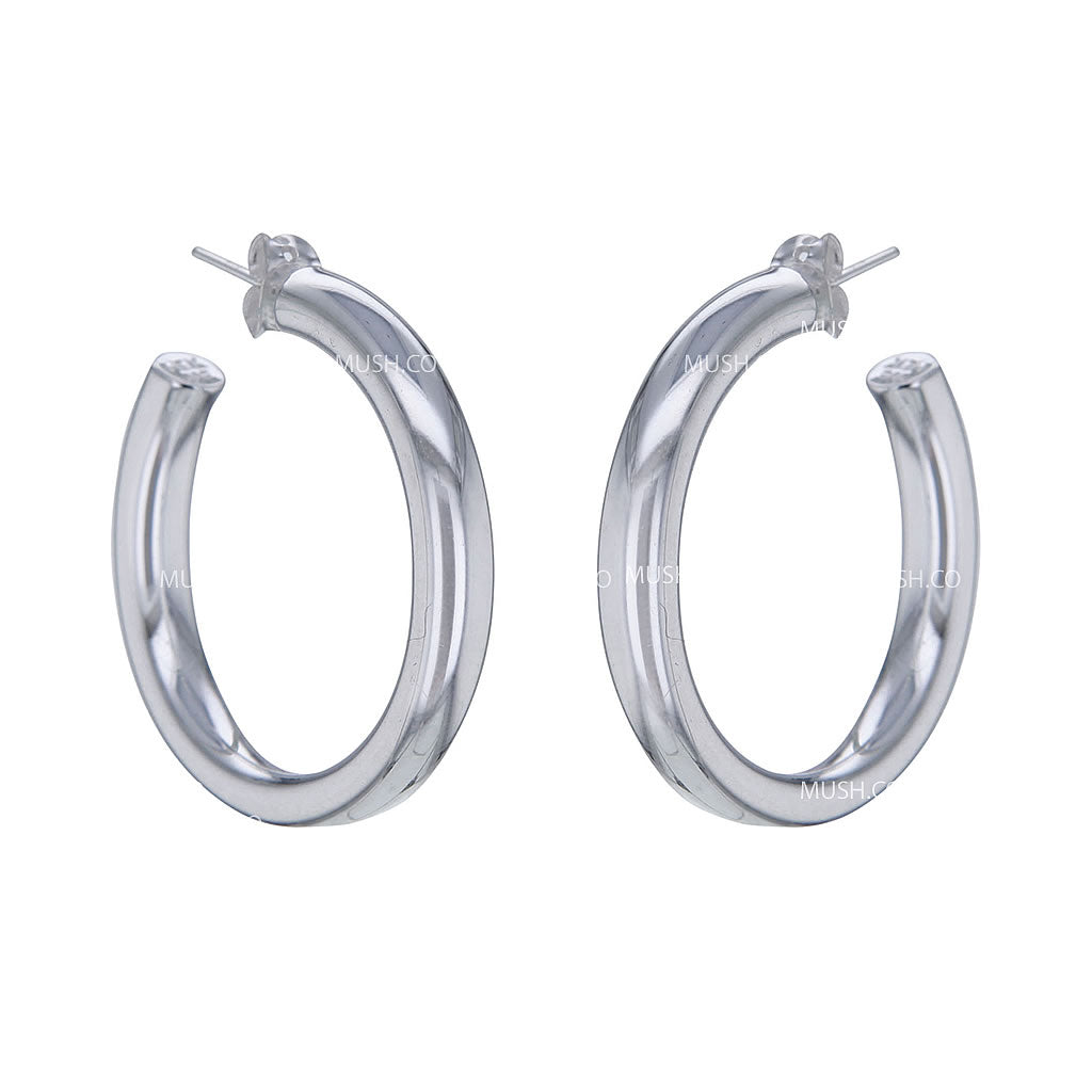 Lightweight Sterling Silver Hoop Stud Earrings Hollywood