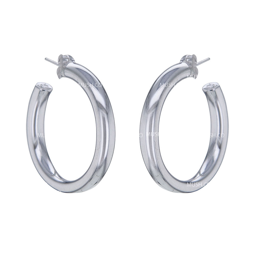 Lightweight Sterling Silver Hoop Stud Earrings