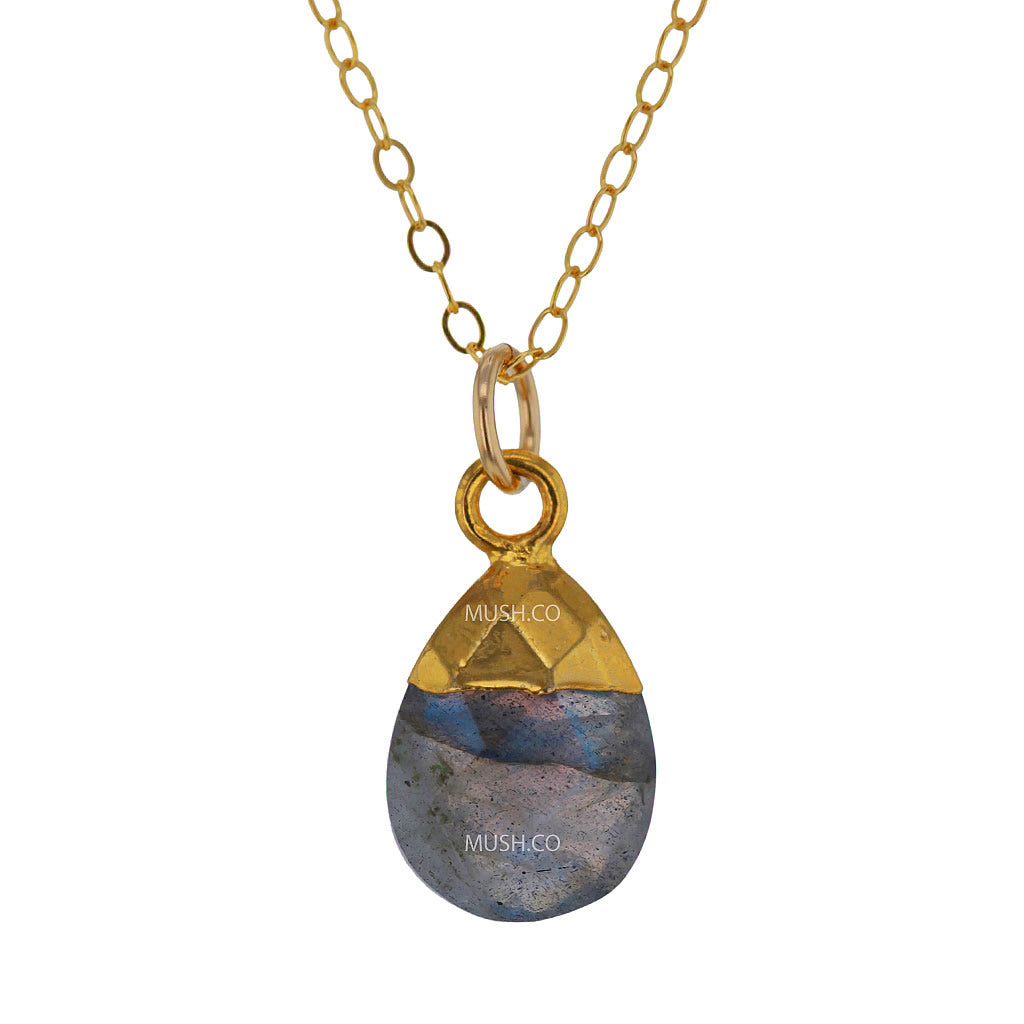Petite Faceted Labradorite Pendant Necklace Hollywood