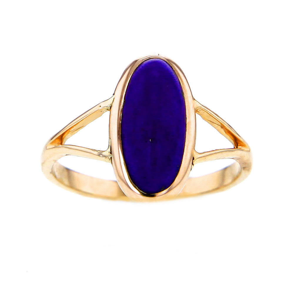 Lapis Lazuli Cabochon Ring in 14K Gold Size 7 Hollywood