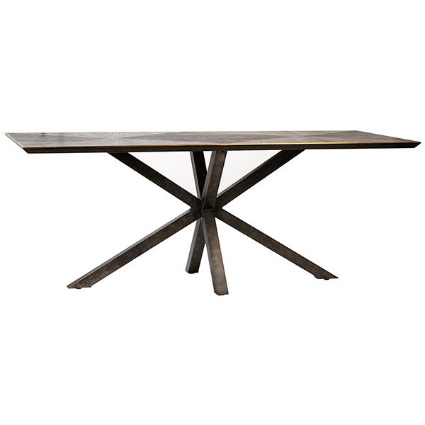Starburst 79" Modern Dining Table in Burnt Oak and Brass Trim Hollywood