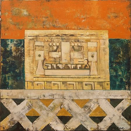 Mayan Landscape Vintage Abstract Painting by R Bland Hollywood