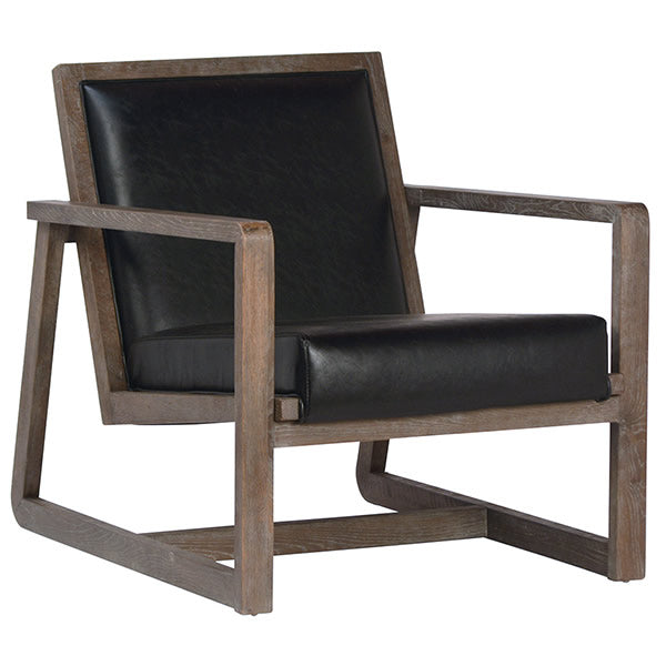 Modern Take on Mission Style Armchair in Black Leather Hollywood