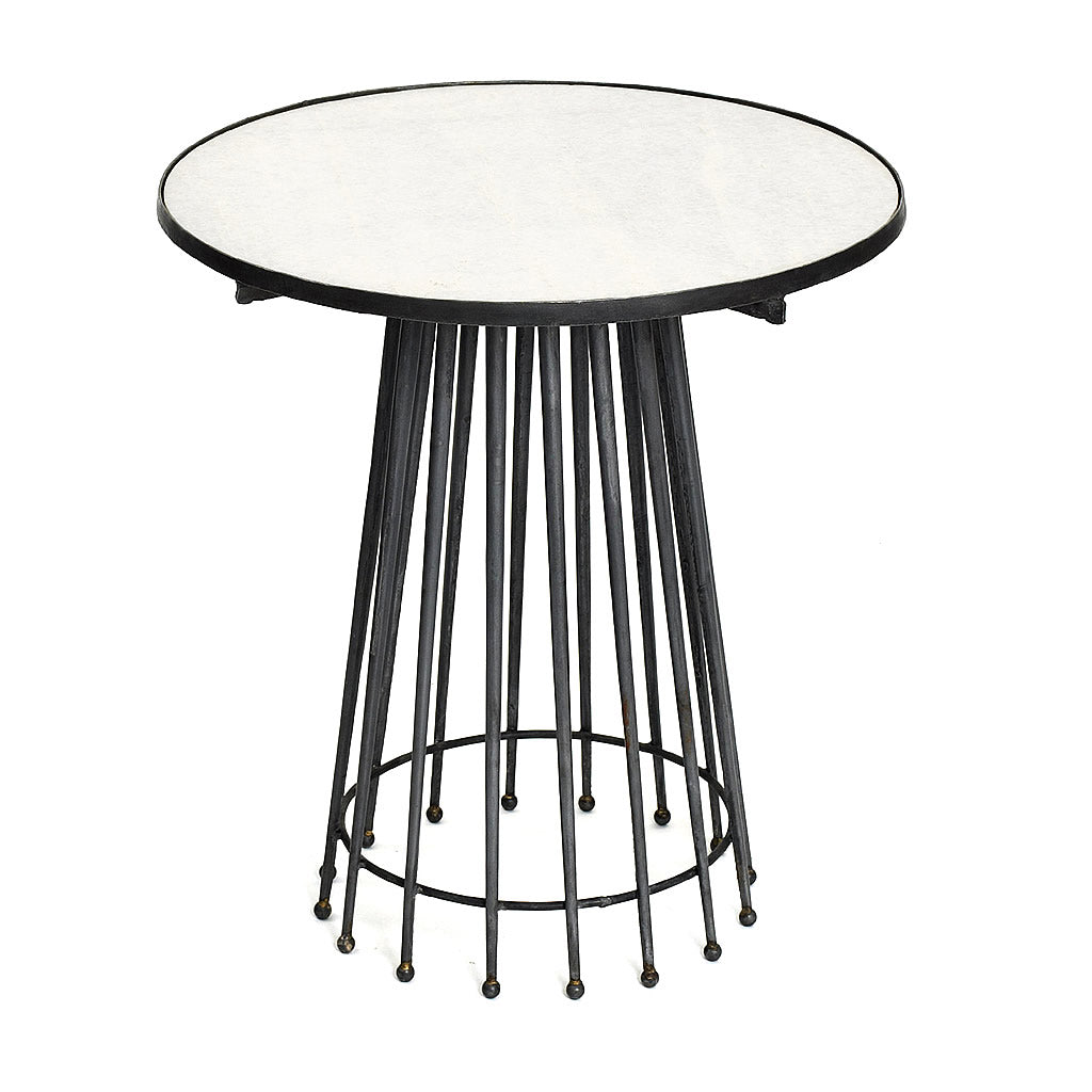 Marble and Steel Needle Side Table