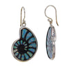 Natural Ammonite with Inlaid Opal Sterling Silver Earrings v1