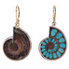 Natural Ammonite with Inlaid Turquoise Sterling Silver Earrings v2