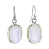 Oval Cabochon Moonstone Sterling Silver Earrings